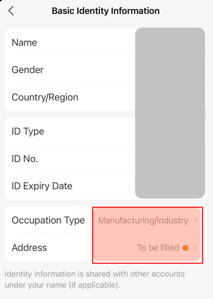 Sexto paso de la verificación de identidad en Alipay
