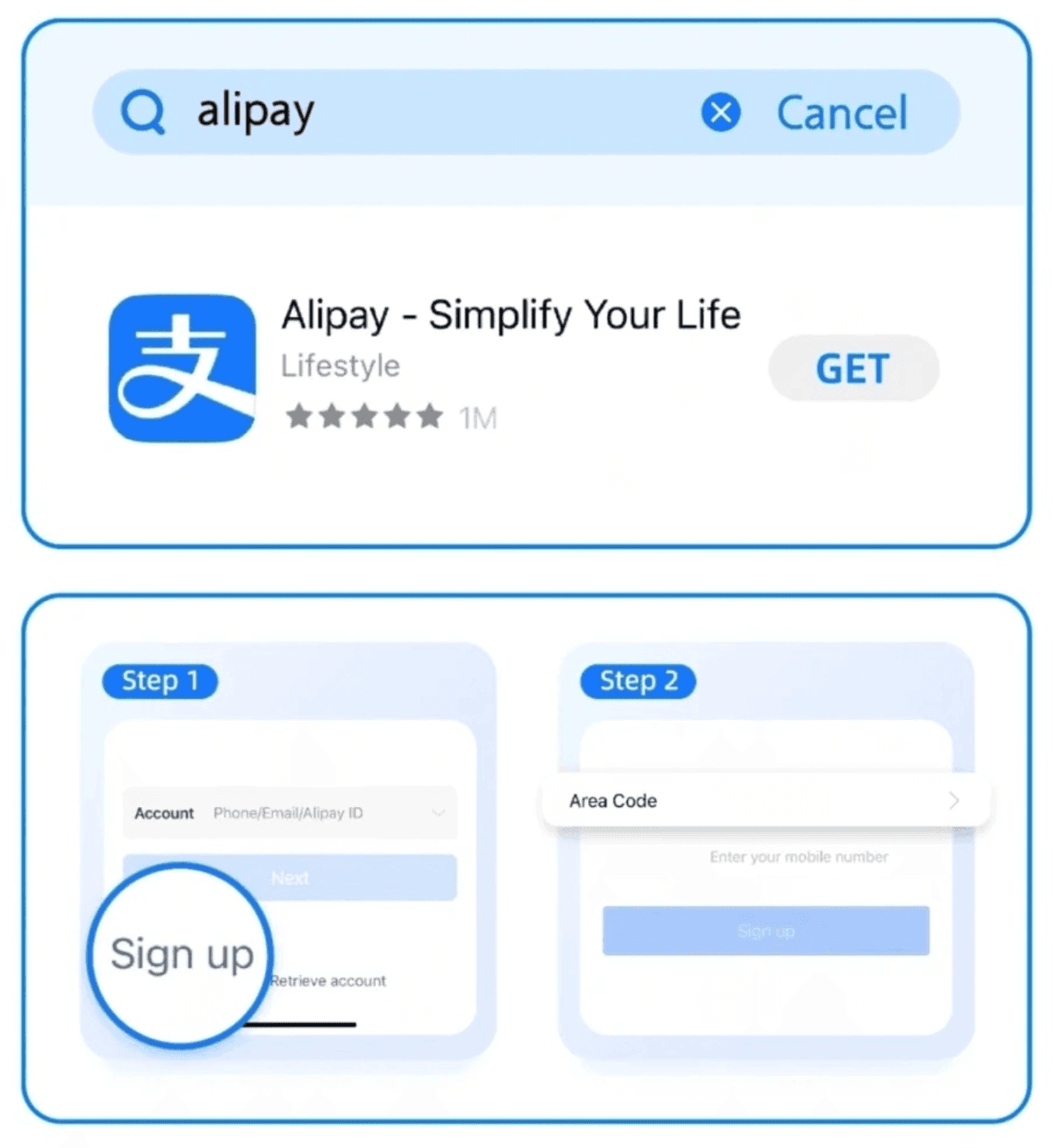 Descargar Alipay y registrarse