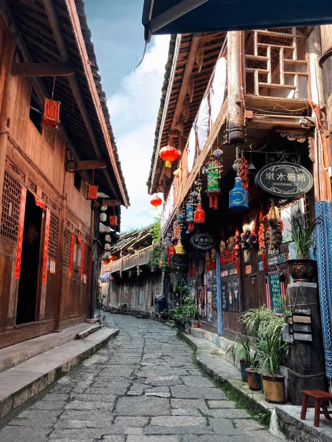 Vista diurna de una calle de la ciudad antigua de Ciqikou