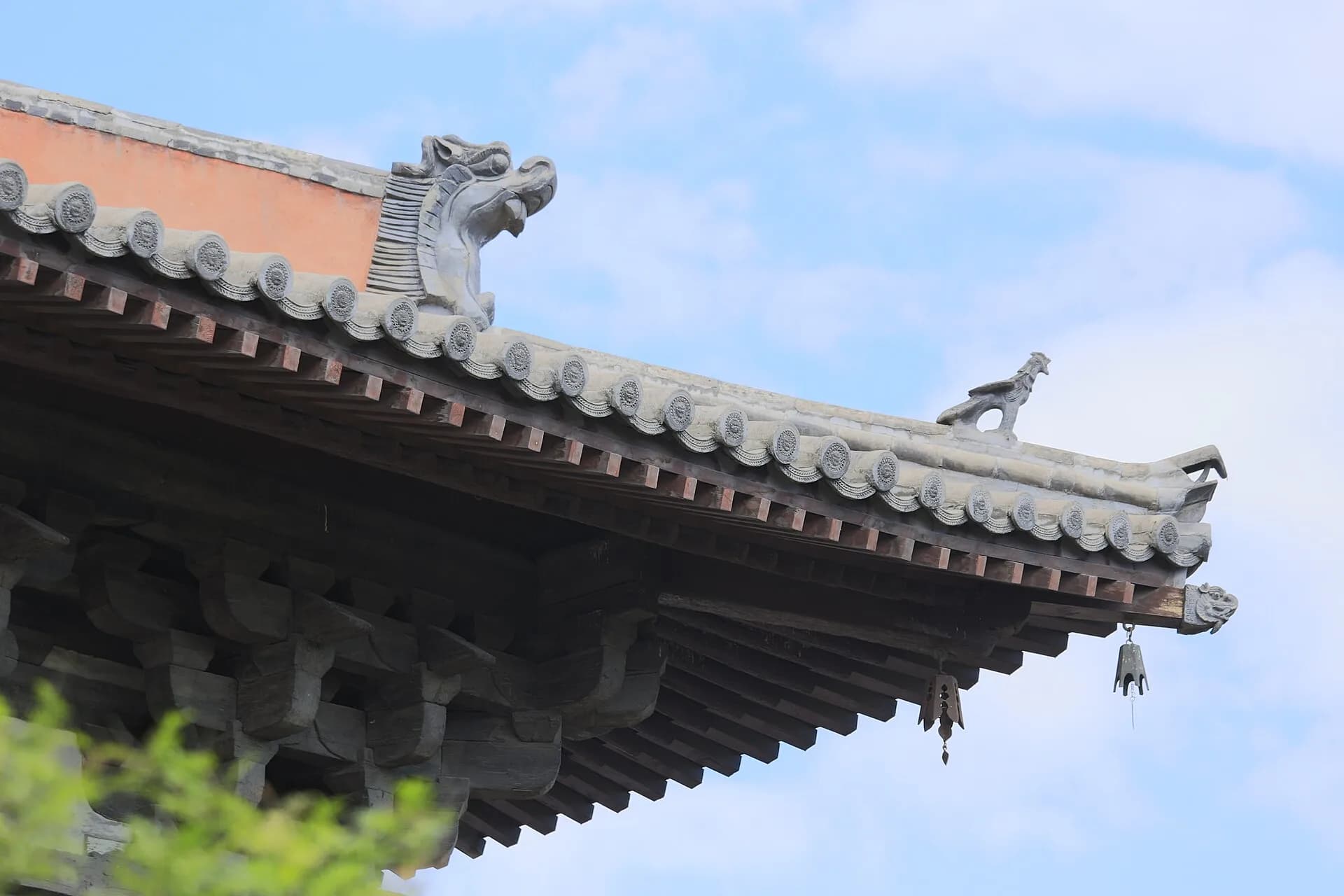 Courtyard and historic hall at Shanhua Temple in Datong
