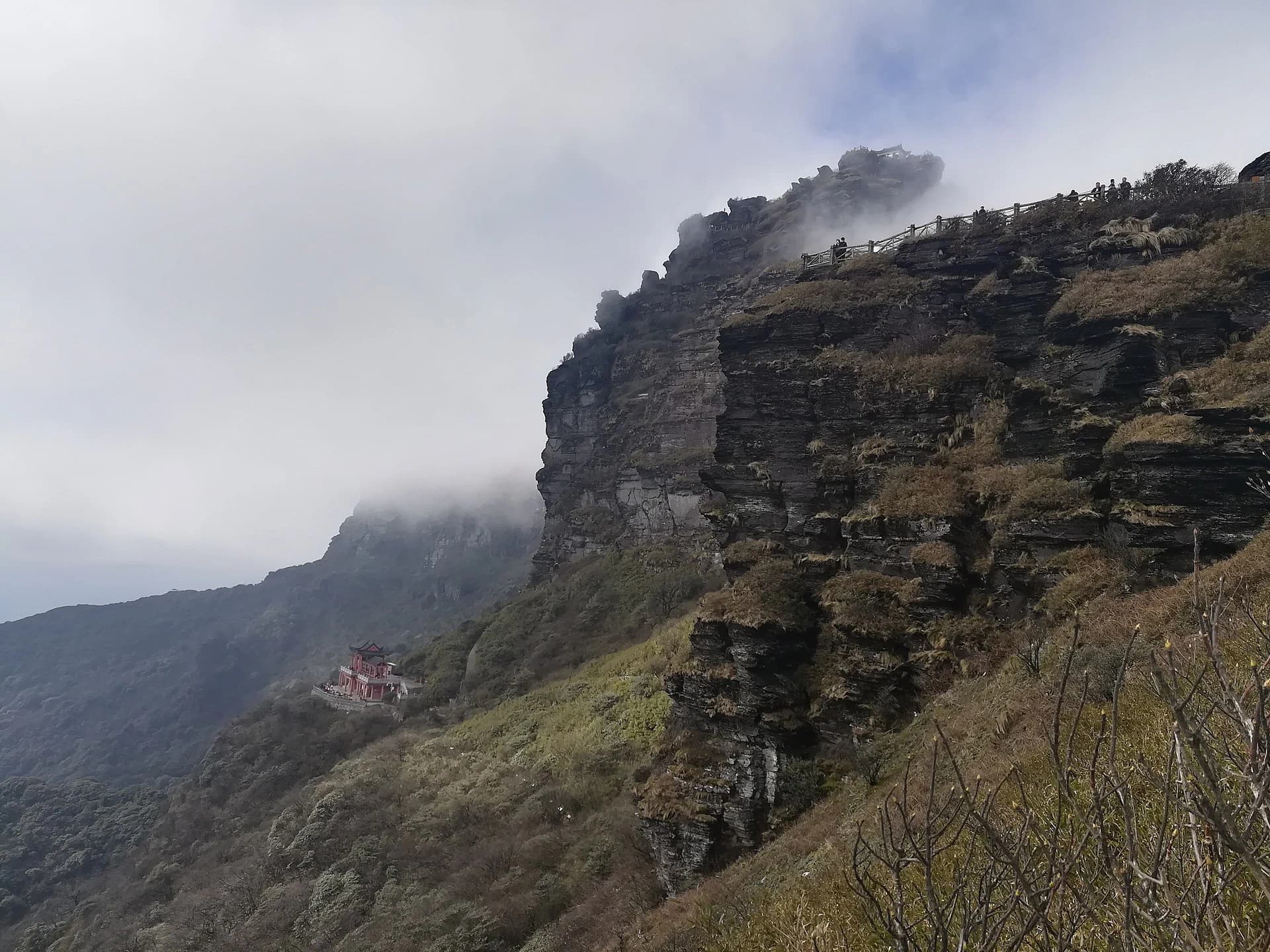 Rocky summit and cloud at Fanjing Mountain in Guizhou