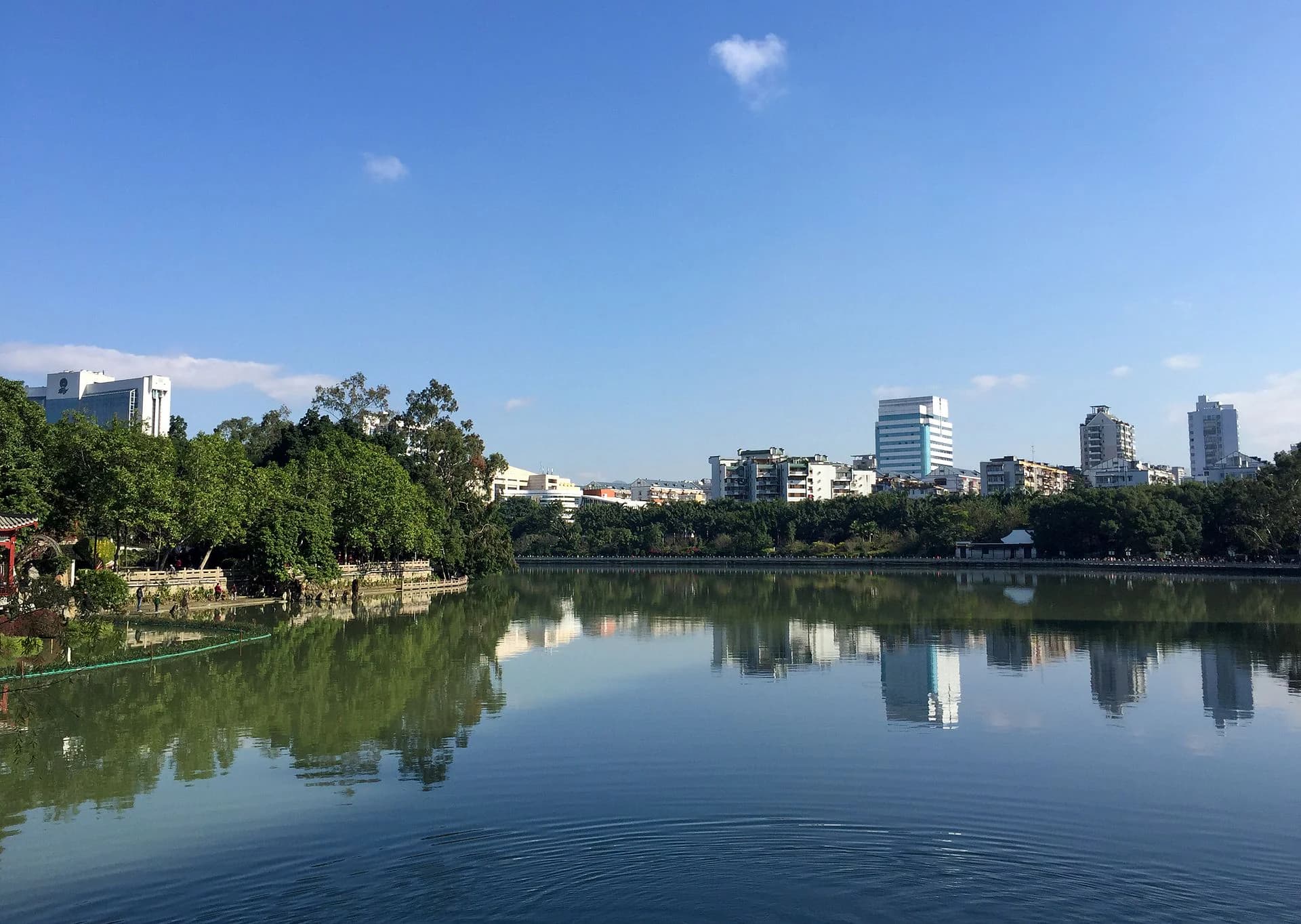 Daylight landscape across Fuzhou West Lake