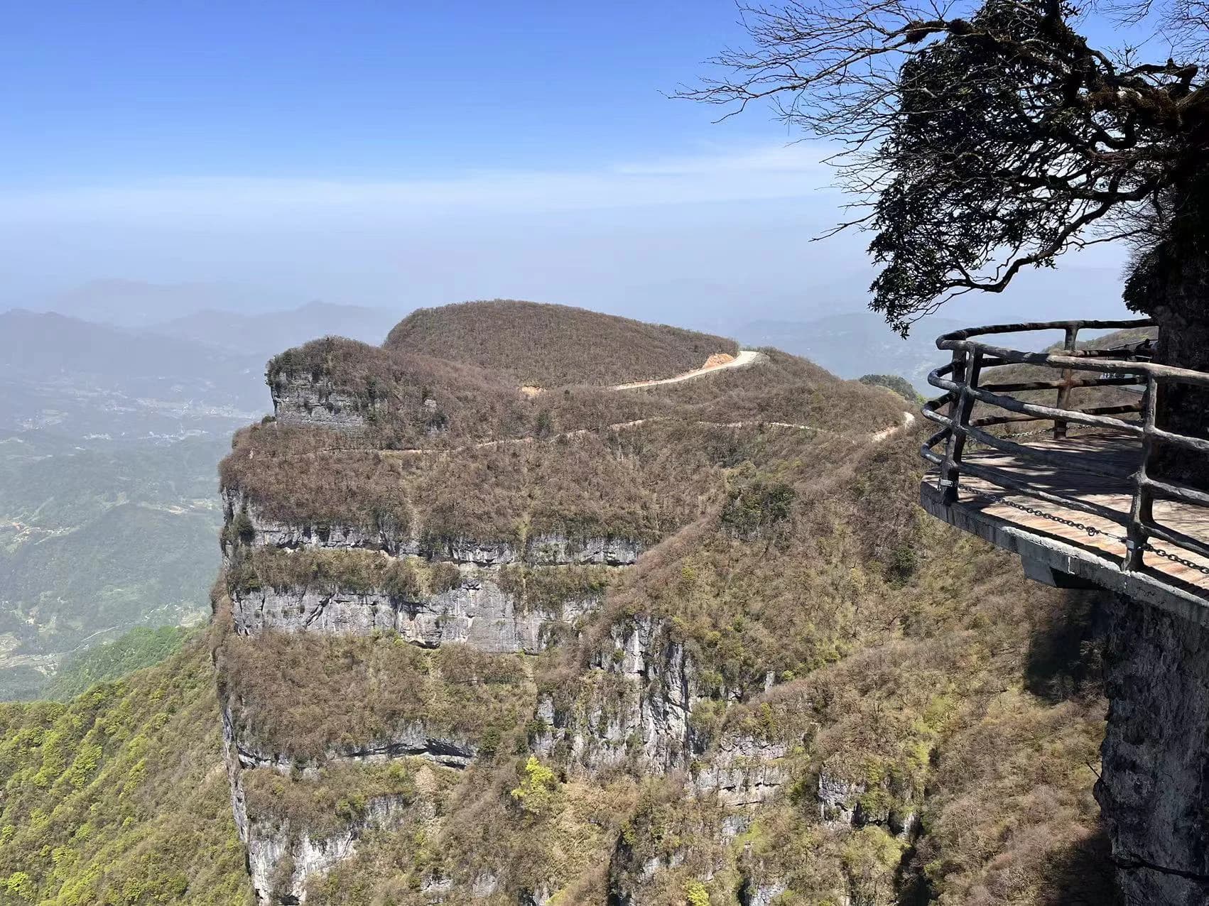 Built mountain corridor crossing a cliff on Longtou Mountain