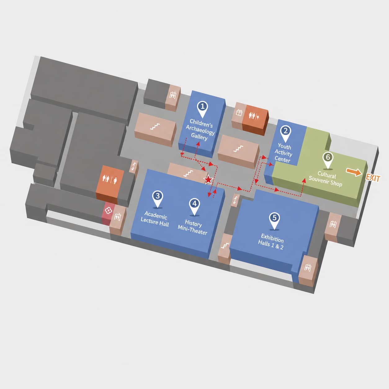 Guangxi Museum diagram showing activity rooms and exhibition halls