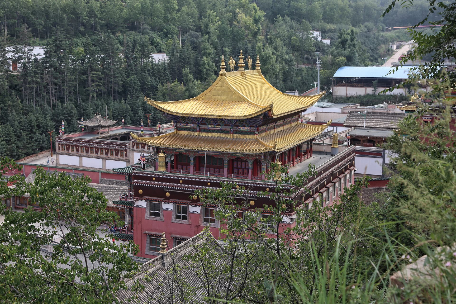 Decorated temple buildings at Kumbum Monastery near Xining