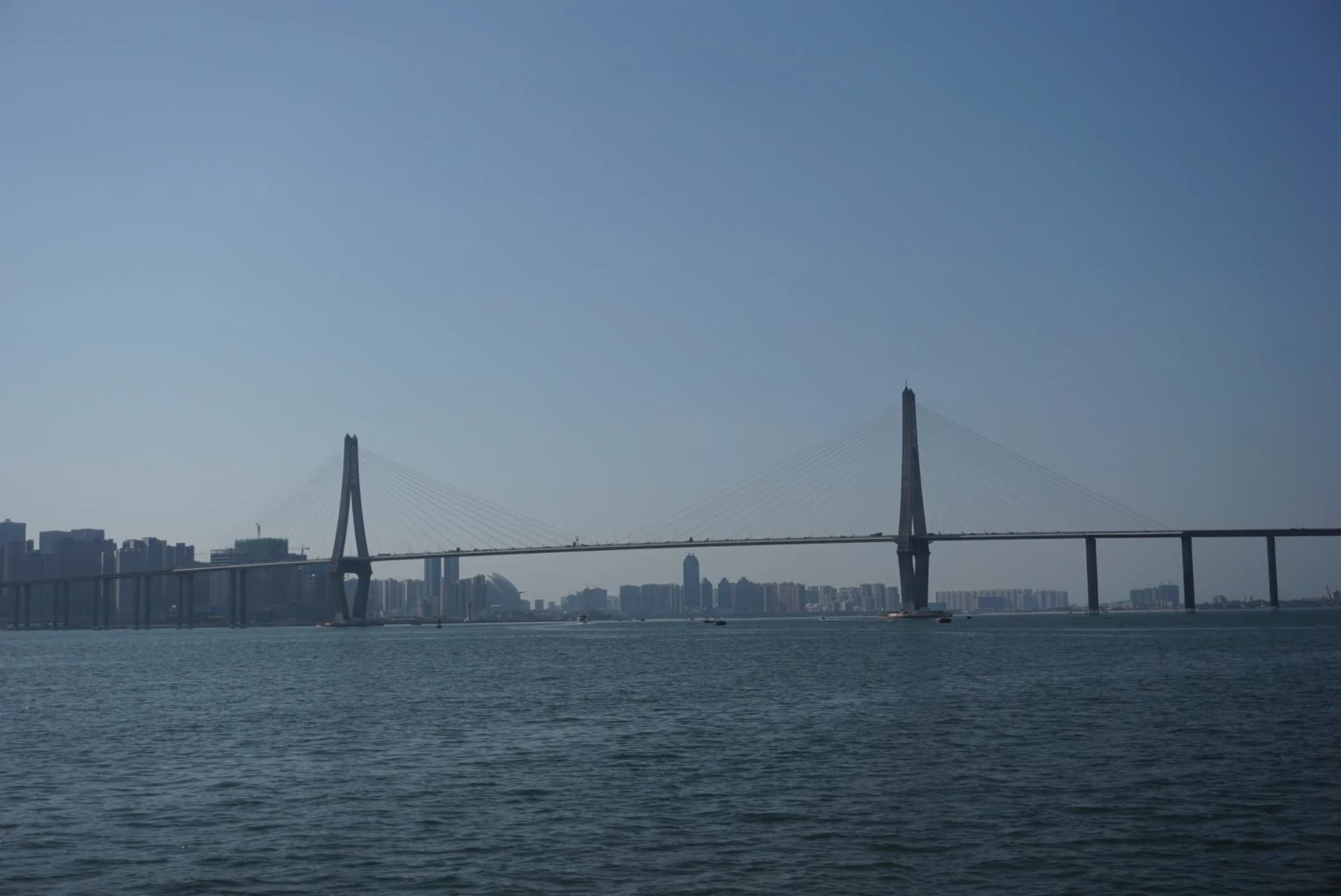 Zhanjiang Bay Bridge viewed across the water