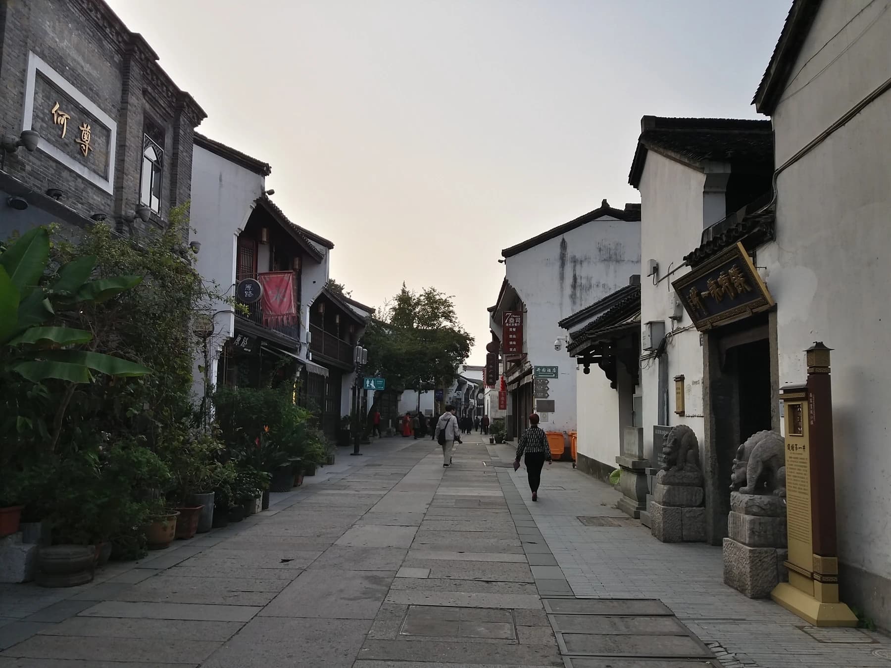 Calle peatonal y escaparates de estilo tradicional en Hefang Street