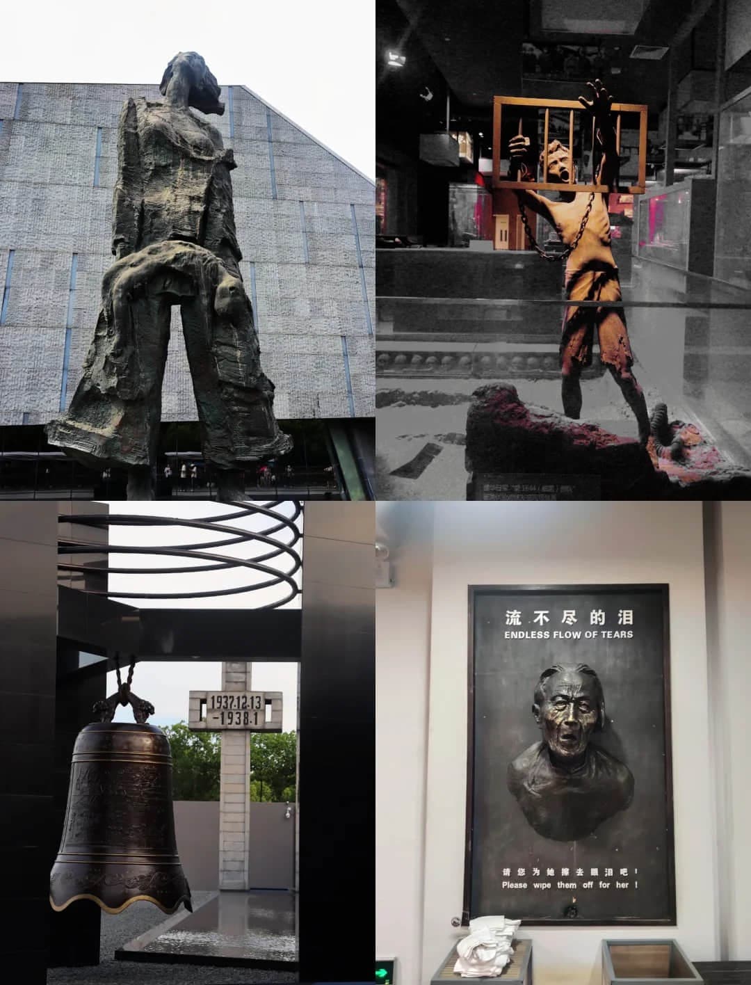 Estatuas conmemorativas que representan a las víctimas.