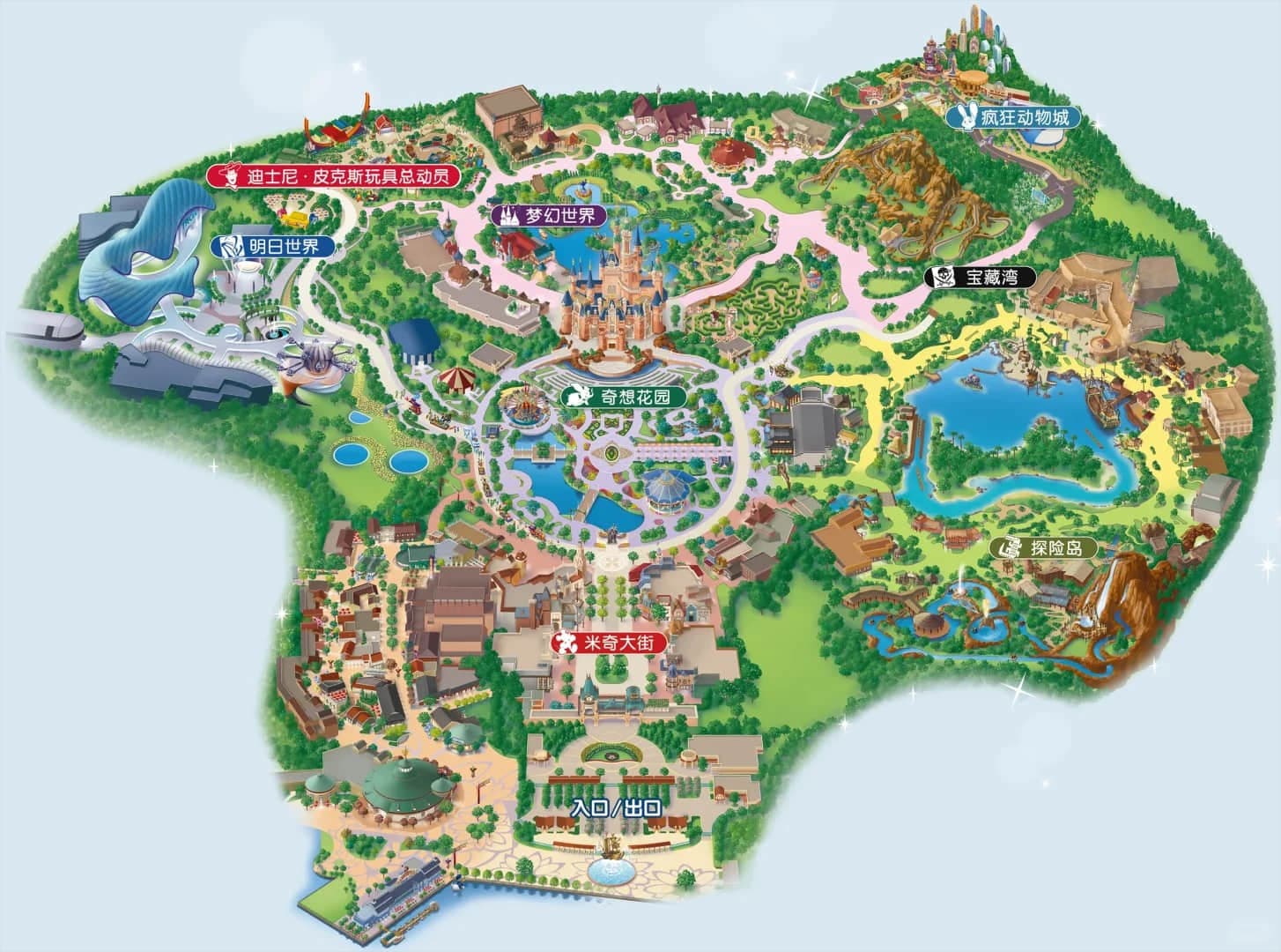 Descripción general del mapa de Shanghái Disneyland