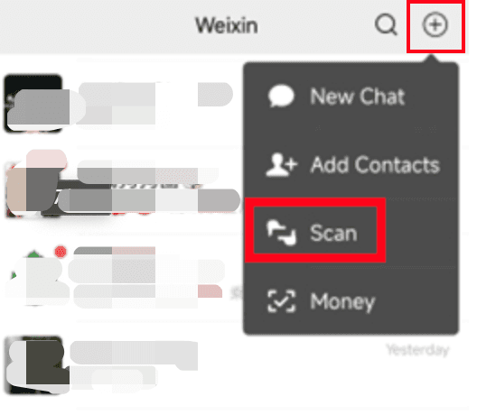 Escanear un código QR para pagar con WeChat Pay