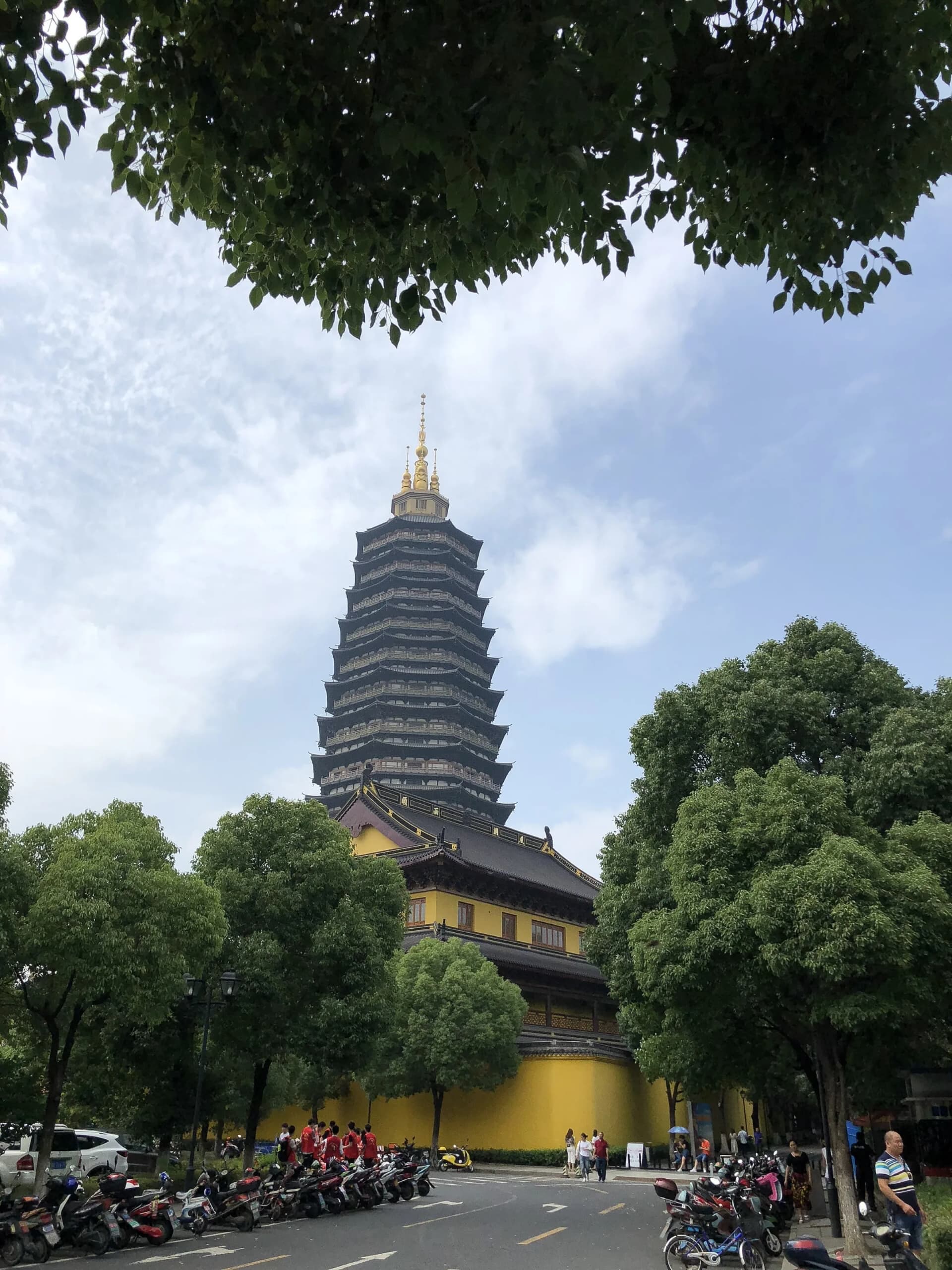 Tianning Pagoda rising above trees in Changzhou