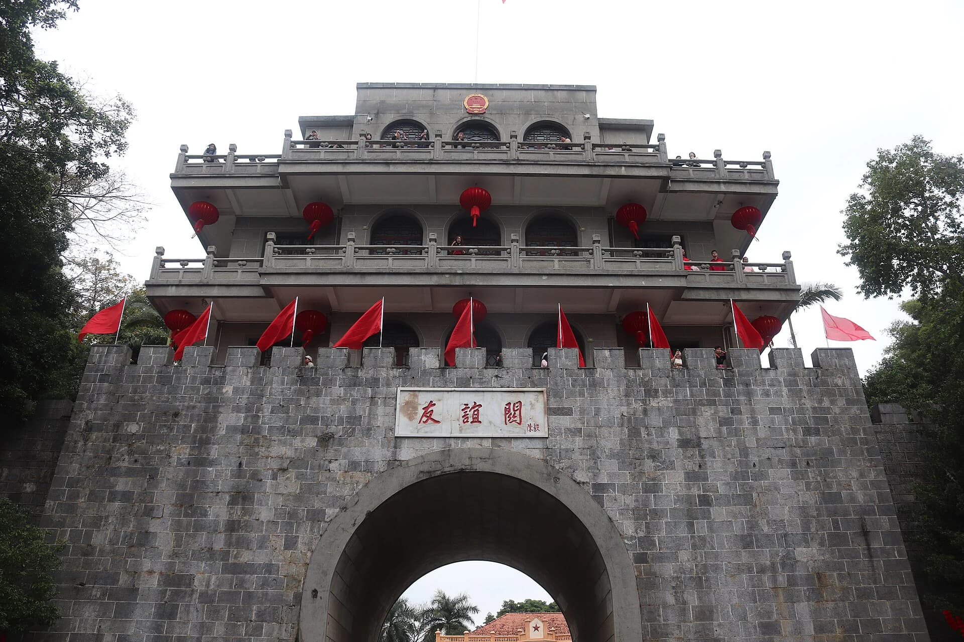 Historic gate tower at Friendship Pass in Pingxiang