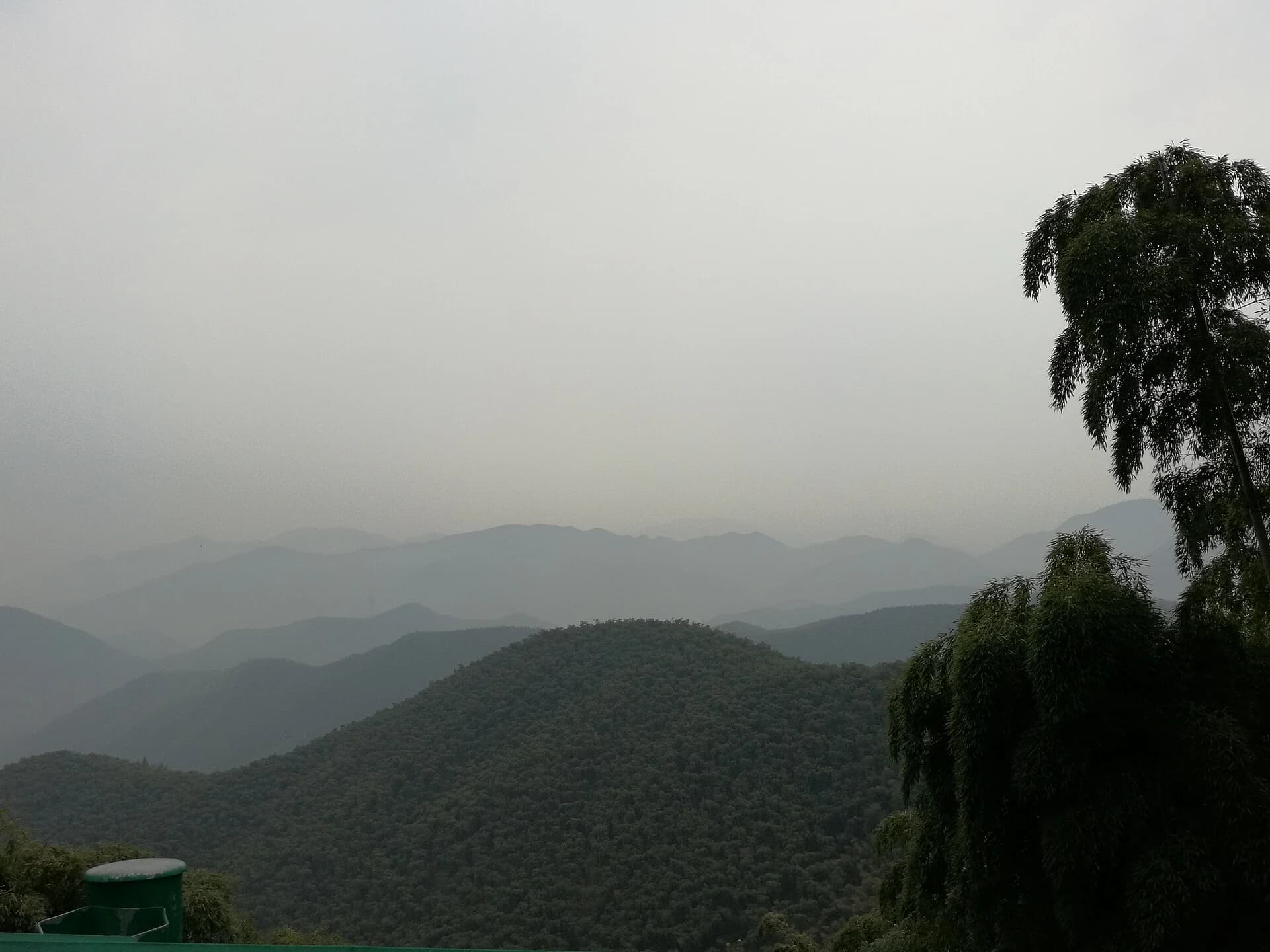 Layered green mountain ridges at Moganshan