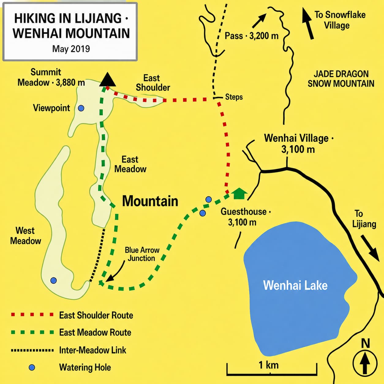Illustrated route through Wenhai Village