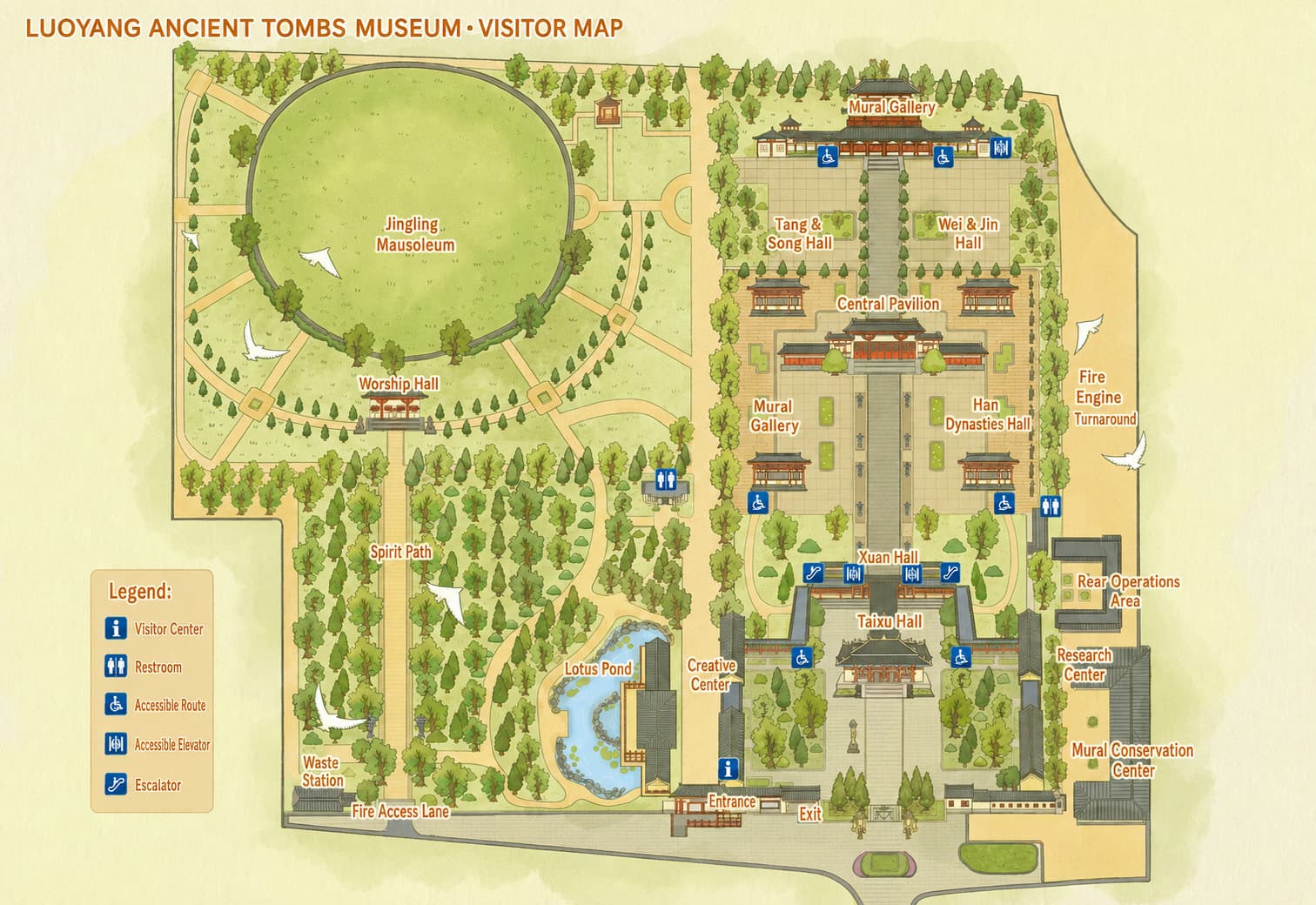 Overview of the museum campus and tomb exhibition areas