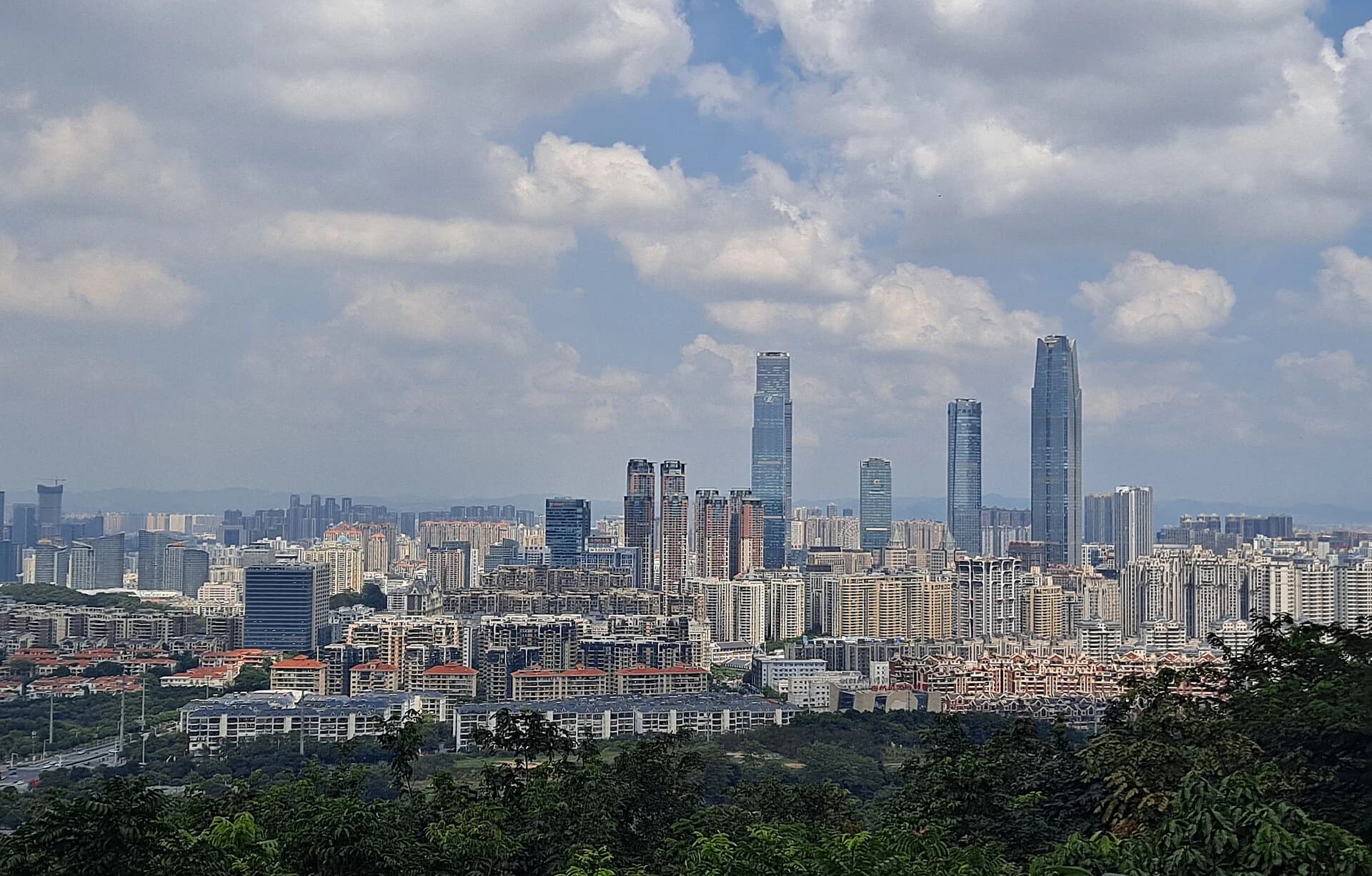 Nanning city and greenery seen from Qingxiu Mountain