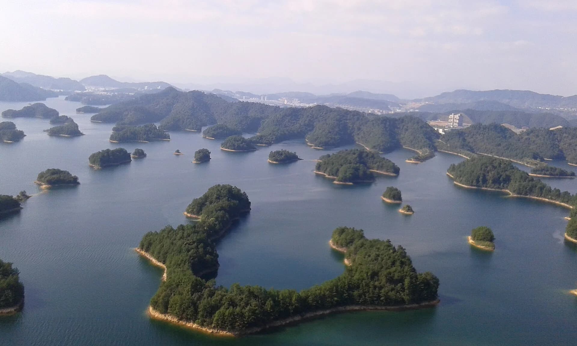 View across the forested islands of Qiandao Lake