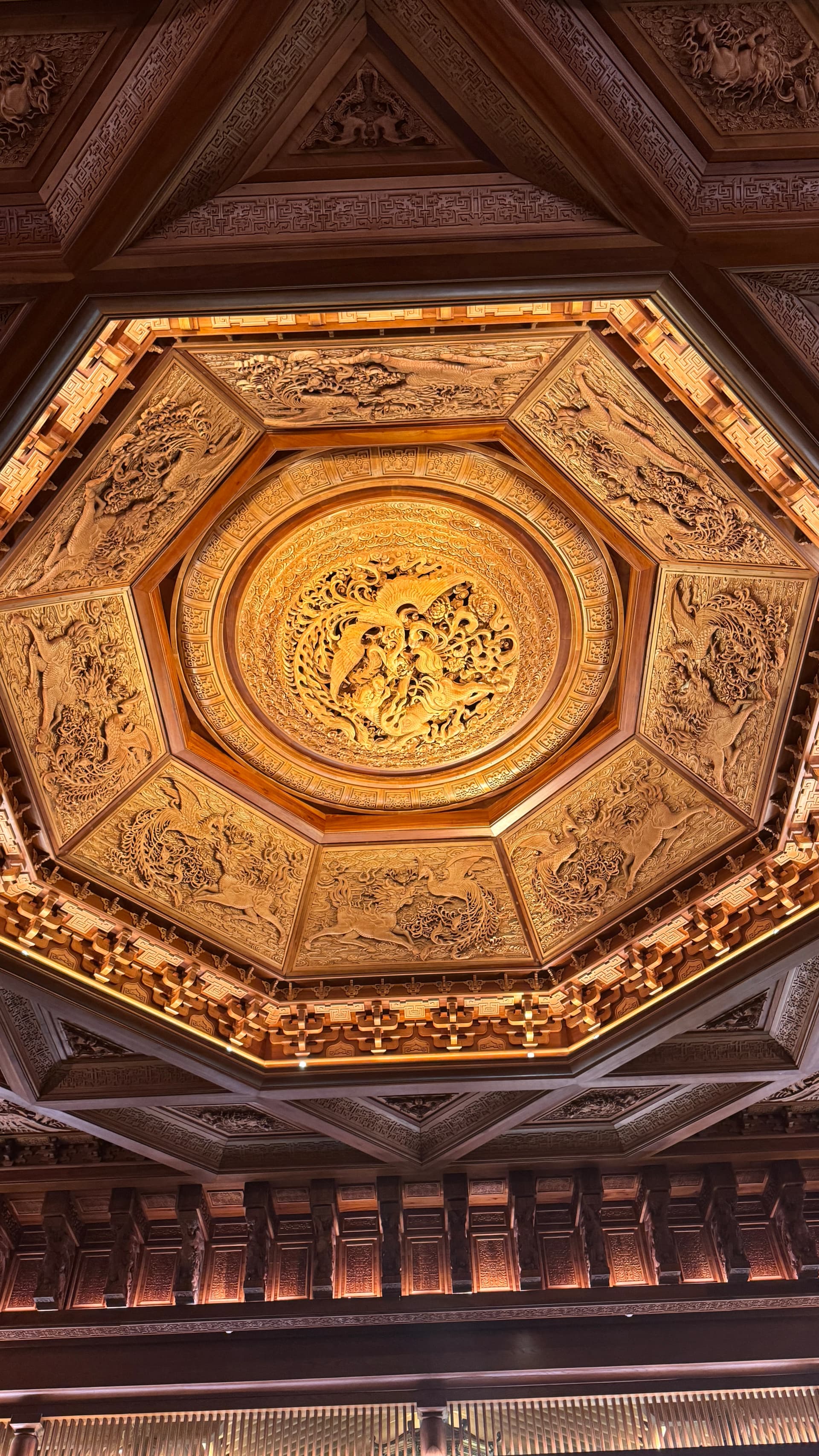 Modern interior ceiling inside Nishan Sacred Land near Qufu