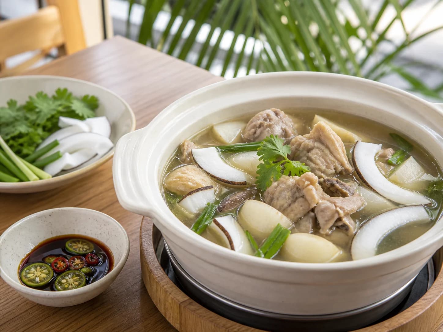 Olla de pollo con coco al estilo de Shenzhen