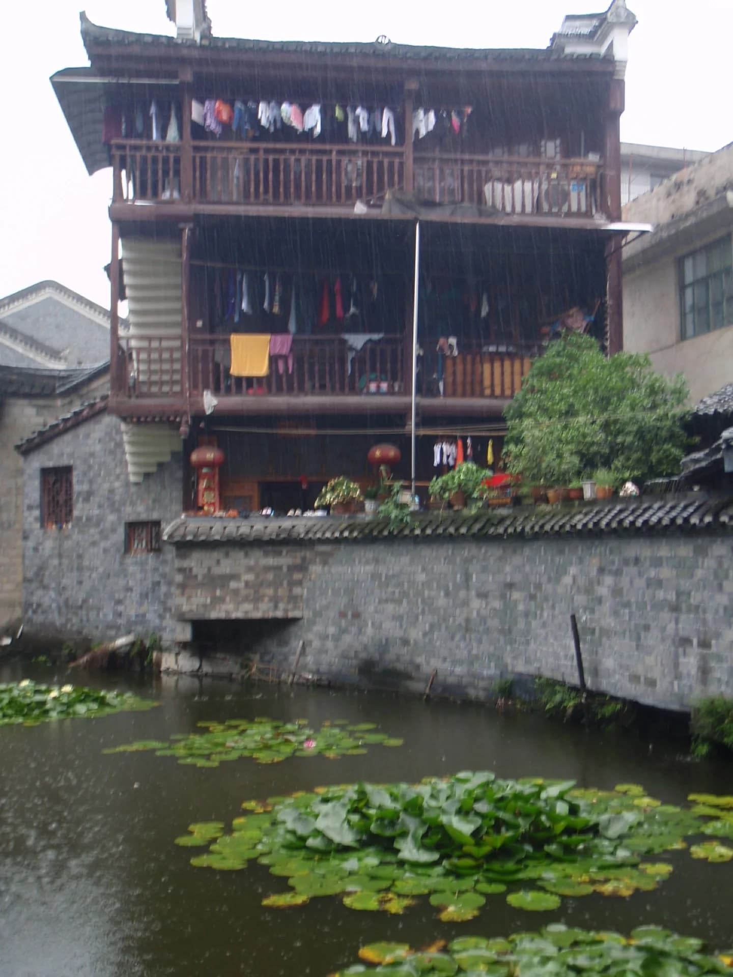 Traditional waterside architecture in Qianzhou Ancient Town, Xiangxi