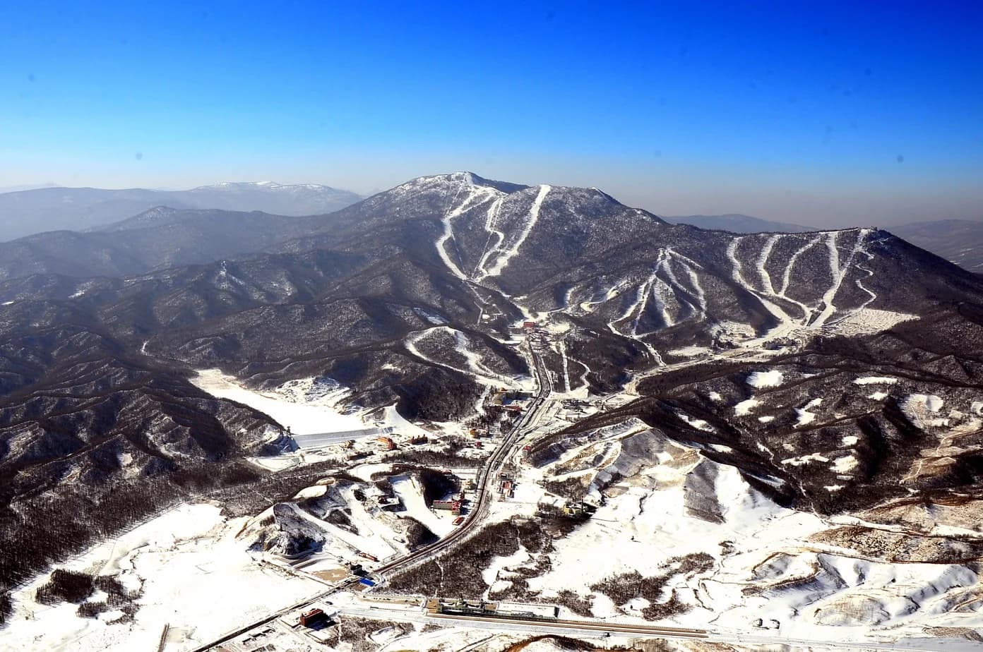 Snow-covered ski mountains at Yabuli