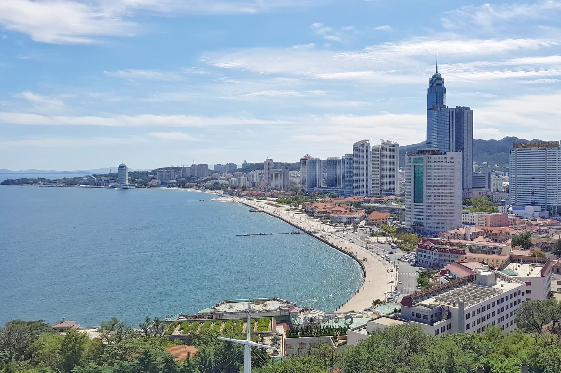 Central Yantai city and coast in Zhifu