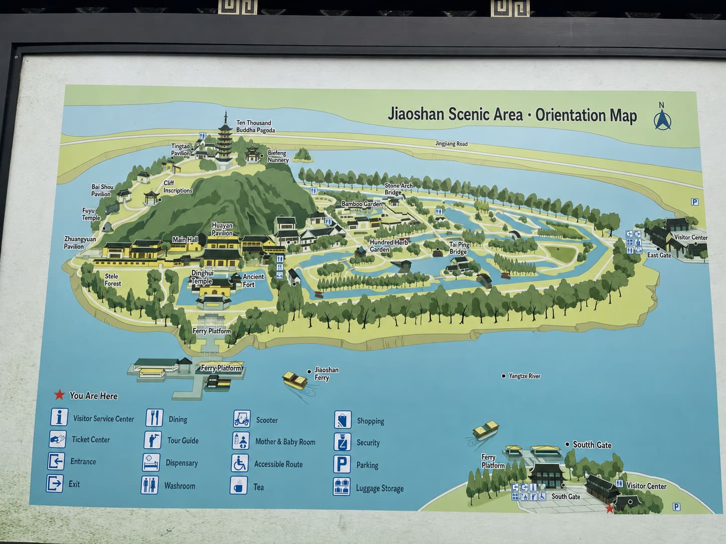 English route map for Jiaoshan Scenic Area: Island Inscriptions and Fortifications, option 1