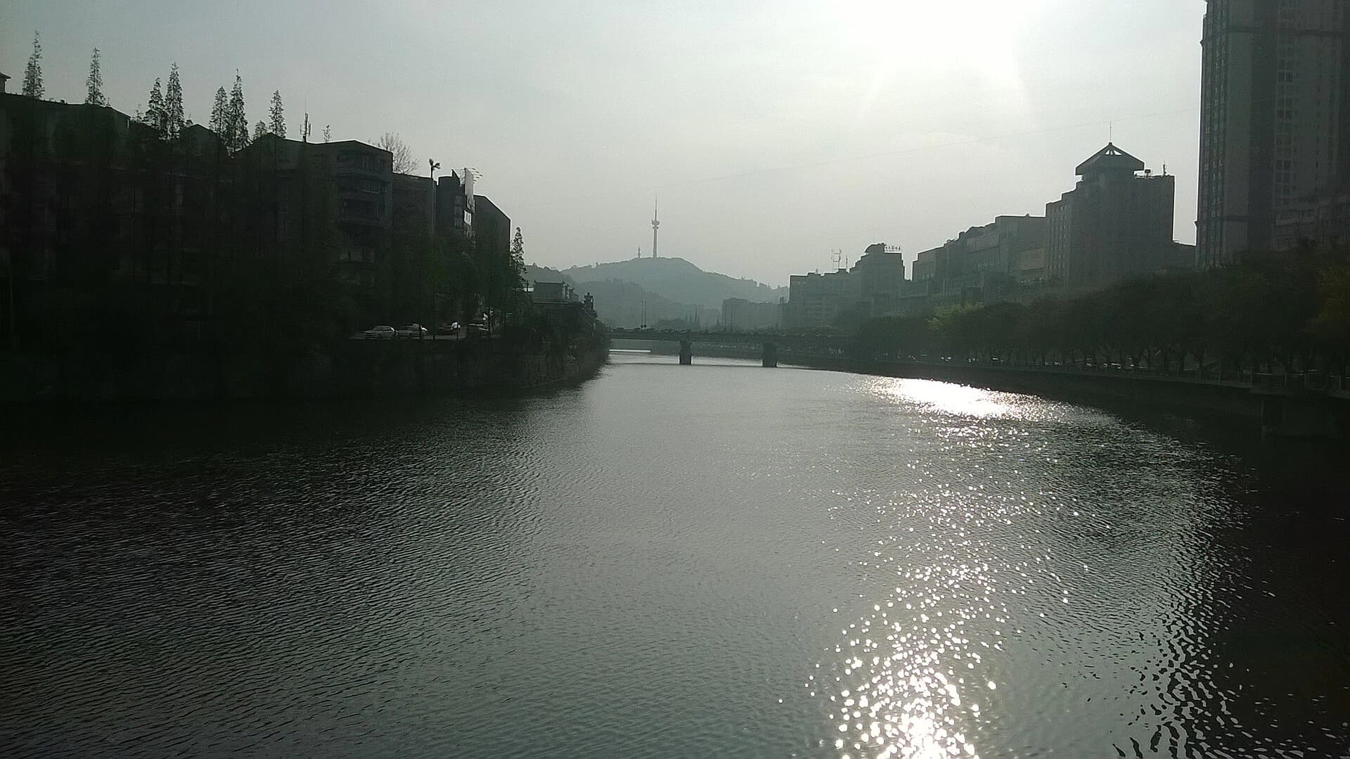 Fuxi River passing through the urban landscape of Zigong
