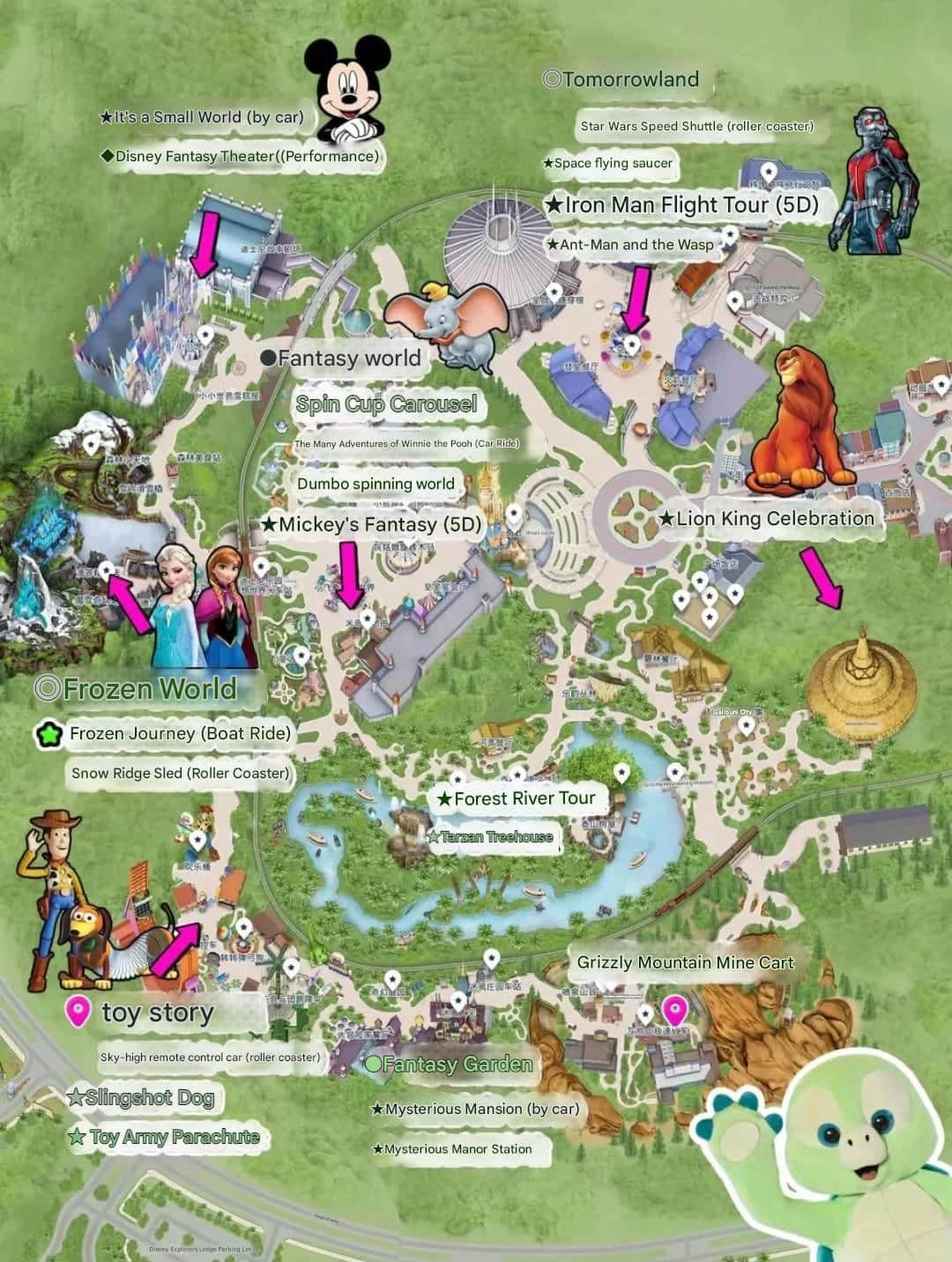 Mapa de Disney con ubicación de atracciones